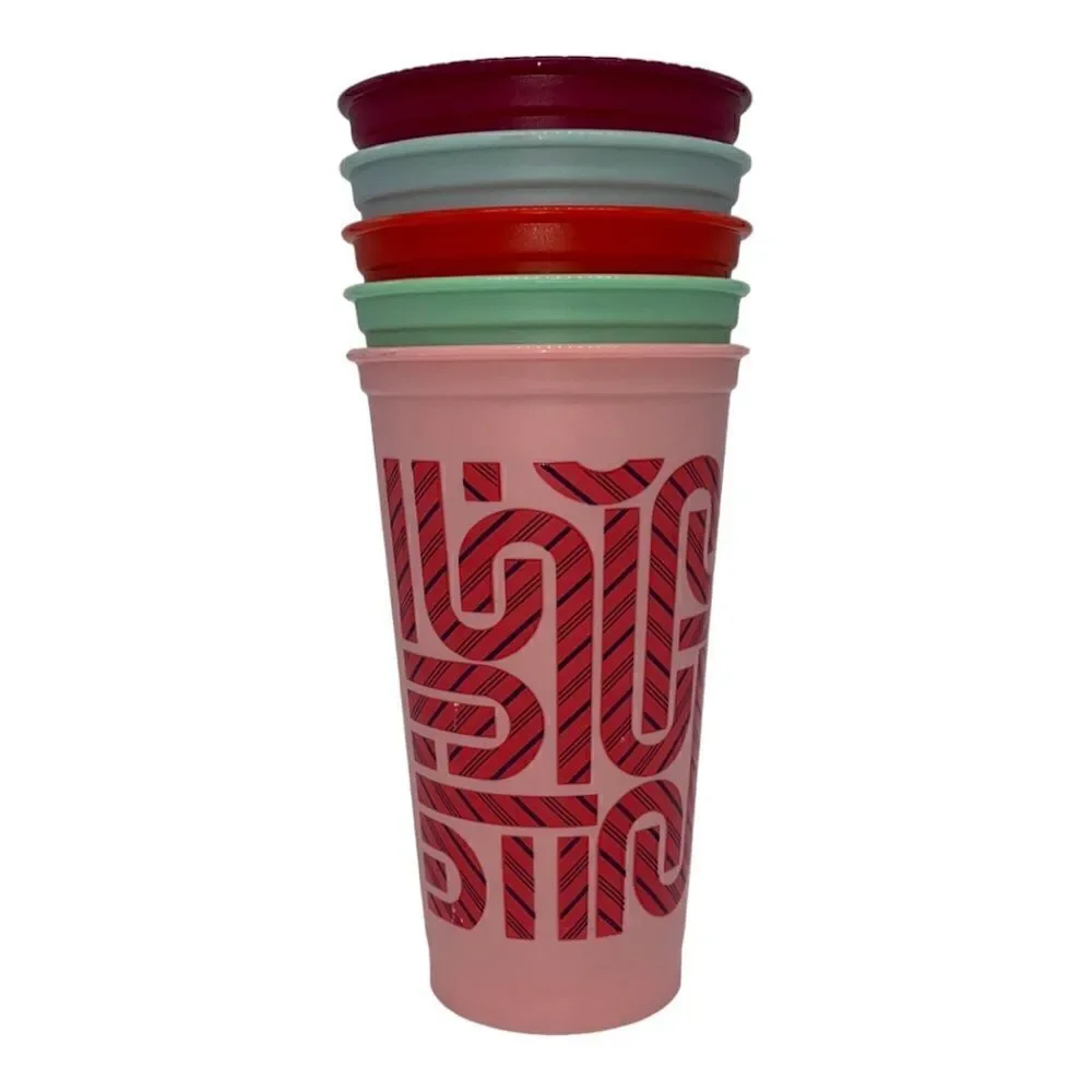 Starbucks Reusable 16 oz Color Change Plastic Cups 5 Piece Set